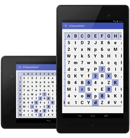 Password card example